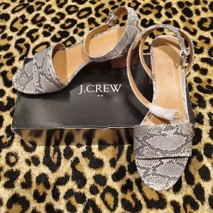 NWT NIB J. Crew Snakeskin Block Heel Sandals size 8